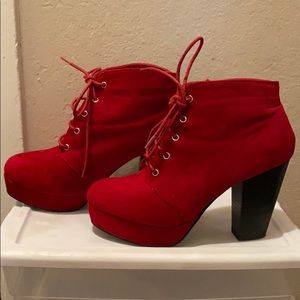Red suede heel boots (6.5 W)